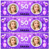 Personalised Party Banner For 50th Birthday With Photo Female Purple Balloons