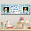 Personalised Party Banner For 50th Birthday With Photo Male Blue Balloon Gift