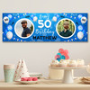 Personalised Party Banner For 50th Birthday With Photo Male Blue Balloons