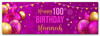 Personalised Party Banner For 100th Birthday Female Pink Gold Balloons