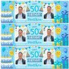 Personalised Party Banner For 50th Birthday With Photo Male Blue Cake Gift