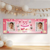 Personalised Party Banner For 55th Birthday With Photo Female Pink Balloon Gift