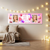 Personalised Party Banner For 55th Birthday With Photo Female Pink Cake