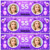 Personalised Party Banner For 55th Birthday With Photo Female Purple Balloons