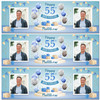 Personalised Party Banner For 55th Birthday With Photo Male Blue Balloon Gift