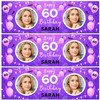 Personalised Party Banner For 60th Birthday With Photo Female Purple Balloons