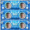 Personalised Party Banner For 60th Birthday With Photo Male Blue Balloons