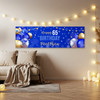 Personalised Party Banner For 65th Birthday Male Blue Gold Balloons