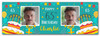 Personalised Party Banner For 65th Birthday With Photo Male Turquoise Cake