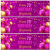 Personalised Party Banner For 70th Birthday Female Pink Gold Balloons