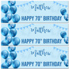 Personalised Party Banner For 70th Birthday Male Blue Balloon Star
