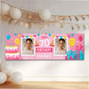 Personalised Party Banner For 70th Birthday With Photo Female Pink Cake Gift