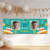 Personalised Party Banner For 70th Birthday With Photo Male Turquoise Cake