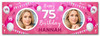 Personalised Party Banner For 75th Birthday With Photo Female Pink Balloons