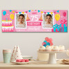 Personalised Party Banner For 75th Birthday With Photo Female Pink Cake Gift