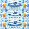 Personalised Party Banner For 80th Birthday Male Beer Blue Balloons