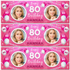 Personalised Party Banner For 80th Birthday With Photo Female Pink Balloons