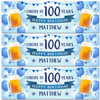 Personalised Party Banner For 100th Birthday Male Beer Blue Balloons