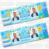 Personalised Party Banner For 85th Birthday With Photo Male Blue Cake Gift