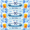 Personalised Party Banner For 90th Birthday Male Beer Blue Balloons