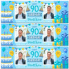 Personalised Party Banner For 90th Birthday With Photo Male Blue Cake Gift