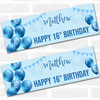 Personalised Party Banner For 16th Birthday Boys Blue Balloon Star