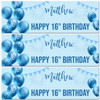 Personalised Party Banner For 16th Birthday Boys Blue Balloon Star