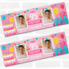Personalised Party Banner For 95th Birthday With Photo Female Pink Cake Gift