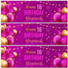 Personalised Party Banner For 16th Birthday Female Pink Gold Balloons