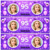 Personalised Party Banner For 95th Birthday With Photo Female Purple Balloons