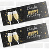 Personalised Party Banner For Birthday Champagne Star Black