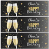Personalised Party Banner For Birthday Champagne Star Black