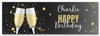 Personalised Party Banner For Birthday Champagne Star Black