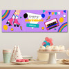 Personalised Party Banner For Birthday Female 1980's Theme Purple