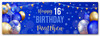 Personalised Party Banner For 16th Birthday Male Blue Gold Balloons