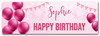 Personalised Party Banner For Birthday Female Pink Balloon Star