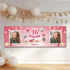 Personalised Party Banner For 16th Birthday With Photo Female Pink Balloon Gift