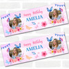 Personalised Party Banner For Birthday Photo Female Butterfly Purple Flowers