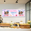 Personalised Party Banner For Birthday Photo Female Butterfly Purple Flowers