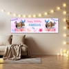 Personalised Party Banner For Birthday Photo Female Butterfly Purple Flowers