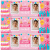 Personalised Party Banner For Birthday With Photo Female Pink Cake Gift