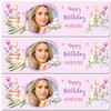 Personalised Party Banner For Birthday With Photo Female Spa Pamper Pink
