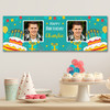 Personalised Party Banner For Birthday With Photo Male Turquoise Cake