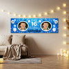 Personalised Party Banner For 16th Birthday With Photo Male Blue Balloons