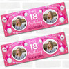 Personalised Party Banner For 18th Birthday With Photo Female Pink Balloons