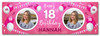 Personalised Party Banner For 18th Birthday With Photo Female Pink Balloons