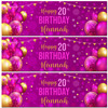Personalised Party Banner For 20th Birthday Female Pink Gold Balloons