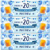 Personalised Party Banner For 20th Birthday Male Beer Blue Balloons