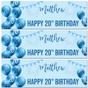 Personalised Party Banner For 20th Birthday Male Blue Balloon Star