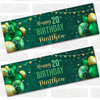 Personalised Party Banner For 20th Birthday Male Green Gold Balloons